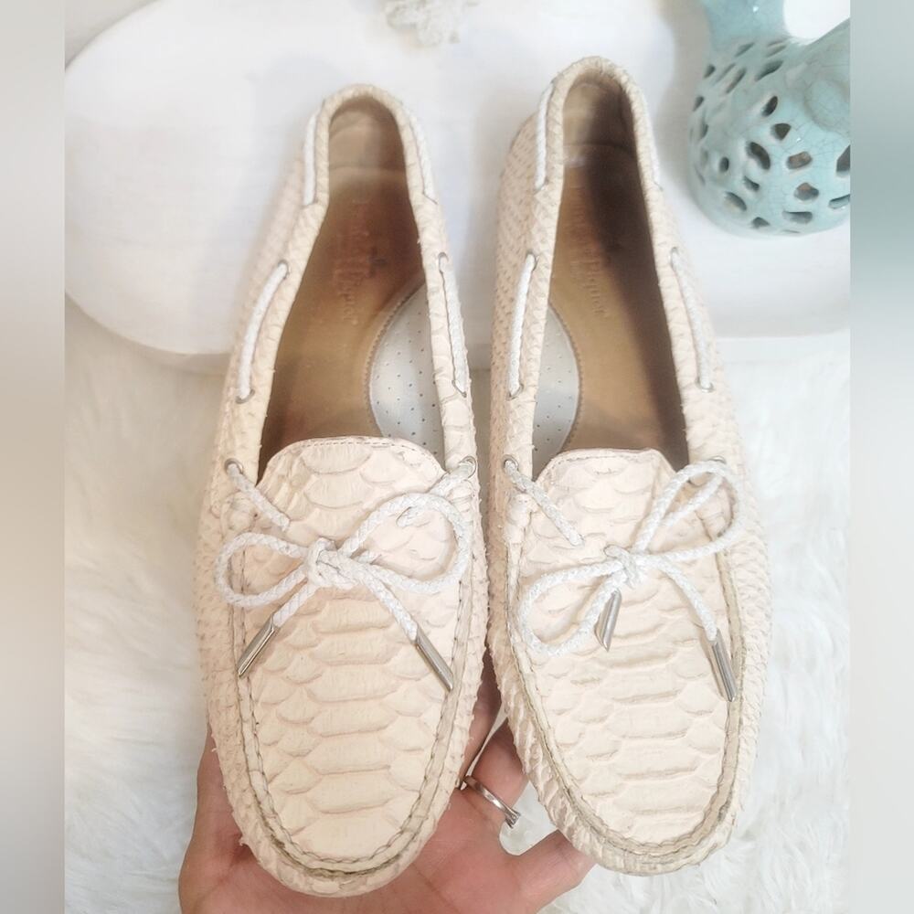 PATRIZIA PIQUET Italy White Python Embossed Leather Loafers Pebble Outsole 9
